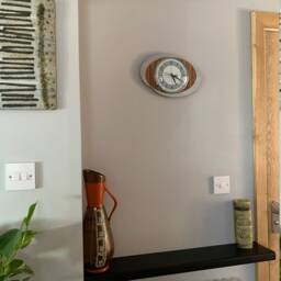 Zebra Wood Accent Atomic Wall Clock Mid-Century Style - thumbnail 3