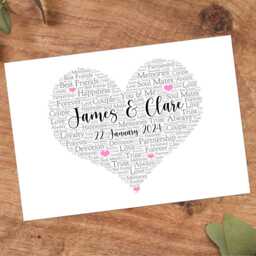 Personalised Heart Word Art Print - Wedding Keepsake Gift - thumbnail 3