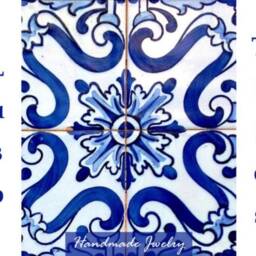 Christmas Set - Three Ornaments Of Portuguese Tile Replica. Blue, Black, Turquoise & Orange Colors - thumbnail 4