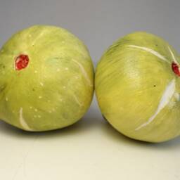 Ceramic Fig Green Handmade Realistic - 1 Pc Natural Size, Decoration - thumbnail 2