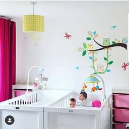 Owl Branch Fabric Wall Decals, Gender Neutral Nursery Decor - thumbnail 2