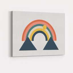 Minimalist Rainbow Mountain Landscape Geometric Canvas Wall Art Print Decor Picture Ready To Hang - thumbnail 4