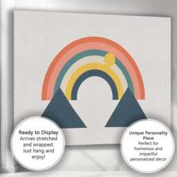 Minimalist Rainbow Mountain Landscape Geometric Canvas Wall Art Print Decor Picture Ready To Hang - thumbnail 3