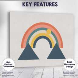 Minimalist Rainbow Mountain Landscape Geometric Canvas Wall Art Print Decor Picture Ready To Hang - thumbnail 1