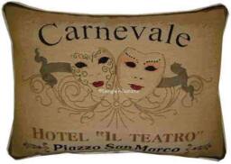 Carnevale De Venezia Masks Oblong Tapestry Cushion Pillow Cover - thumbnail 1