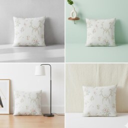 Cream Floral Cushion Cover - - 18x18 - thumbnail 4
