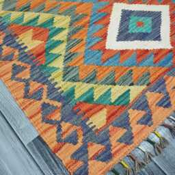 Kilim Rug Classic, Handmade Artisan Afghan Turkish Scandinavian Navajo Bohemian Wool Flatweave Multicolour 124x84 cm - thumbnail 3