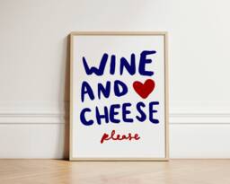 Wine & Cheese Please Print, Kitchen Wall Art, Abstract Bon Appetit, Poster, Dining Room, Print Unframed - thumbnail 1