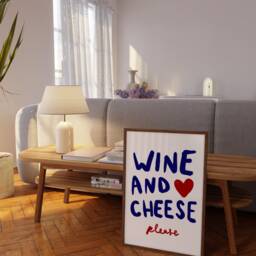 Wine & Cheese Please Print, Kitchen Wall Art, Abstract Bon Appetit, Poster, Dining Room, Print Unframed - thumbnail 2