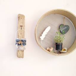 Scandinavian-style Driftwood Candle Holder - Hygge-Inspired Wall Driftwood Interior Decoration - thumbnail 2