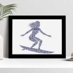 Personalised Female Surfer Word Art Print, Surfing Gift, Custom Wall Framed Picture, Present For Women, Girls Nl - thumbnail 2