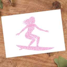 Personalised Female Surfer Word Art Print, Surfing Gift, Custom Wall Framed Picture, Present For Women, Girls Nl - thumbnail 3