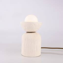 Prali Ceramic Table Lamp With Glass Globe Matte White Striped 5.5 - thumbnail 2