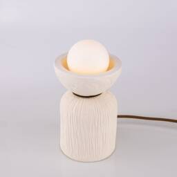 Prali Ceramic Table Lamp With Glass Globe Matte White Striped 5.5 - thumbnail 3