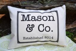 Personalized Pillow , Cotton Anniversary, Anniversary Pillow, Mothers Day Gift, Wedding Gift Idea, Ampersand Pillow Established Date - thumbnail 1