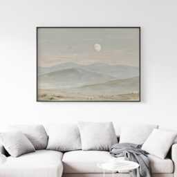 Minimal Mountain Landscape Poster, Neutral Paper Wall Art - thumbnail 3