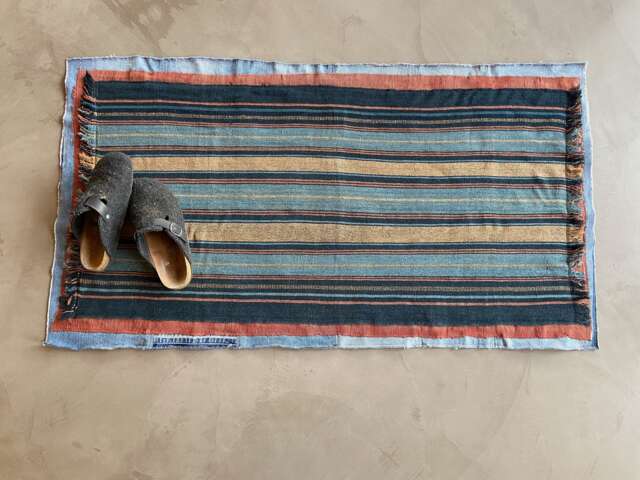 Vintage Balinese Textiles & Jeans Rug - Handwoven Recycled Denim - image 1