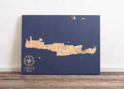 Crete, Greece Map - Engraved Wood Coastal Chart Wall Art Sign, Beach House Home Decor, Unique Personalized Family Gift, Nautical Greek Print