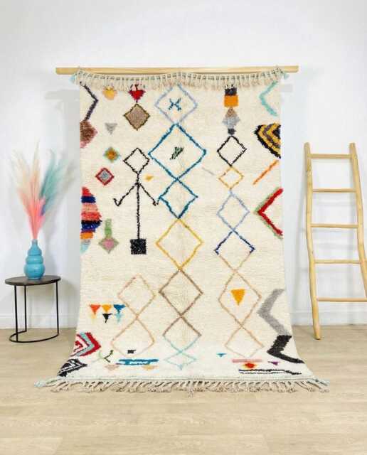 Ivory Moroccan Berber Rug, Handwoven Wool Shag Boho Nursery Authentic Beni Ourain Carpet, Large 9x12 Area Rug - image 1