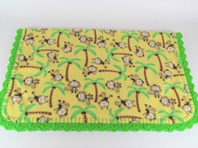 Not My Monkeys Fleece Baby Blanket in Yellow - image 1