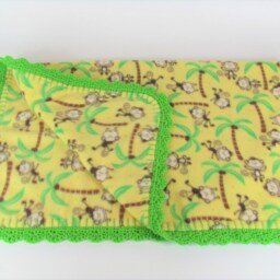 Not My Monkeys Fleece Baby Blanket in Yellow - thumbnail 2