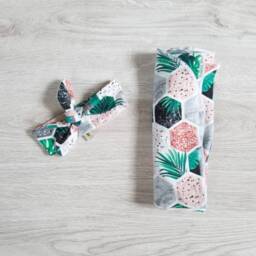 Tropical Swaddle Set Baby Blanket, Stretch Wrap, Newborn Set, Shower Gift Hospital Blanket - thumbnail 3