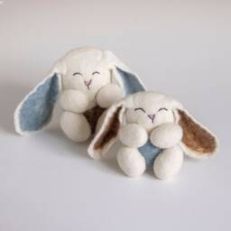 Handmade Felt Mama & Baby Bunny Set Easter Gift Nursery Classroom Preschool Decor Neutral Farm Stuffed Animal Rabbit - thumbnail 3