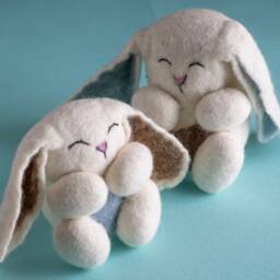 Handmade Felt Mama & Baby Bunny Set Easter Gift Nursery Classroom Preschool Decor Neutral Farm Stuffed Animal Rabbit - thumbnail 2