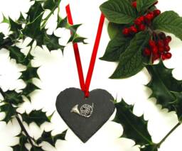 French Horn Slate Heart Ornament, Music Christmas Decoration, Brass Teacher Gift