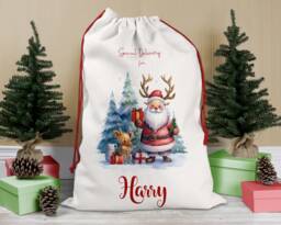 Personalised Christmas Sack, Girl's Boy's Eve Stocking, Present Bag, Father Christmas, Bag