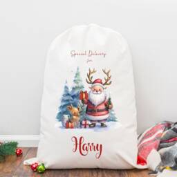 Personalised Christmas Sack, Girl's Boy's Eve Stocking, Present Bag, Father Christmas, Bag - thumbnail 2
