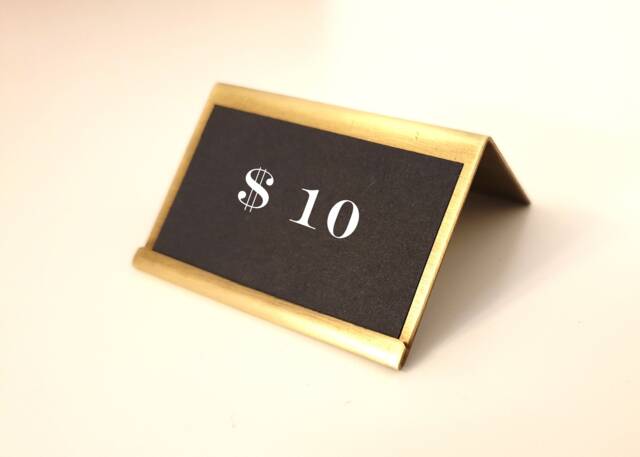 Modern Brass Price Tag Holder Handmade Patina Finish - image 1