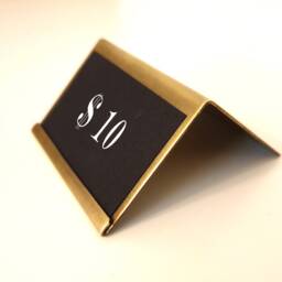 Modern Brass Price Tag Holder Handmade Patina Finish - thumbnail 3