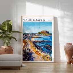 North Berwick Scotland Travel Poster Coastal Wall Art - thumbnail 2
