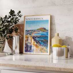 North Berwick Scotland Travel Poster Coastal Wall Art - thumbnail 3