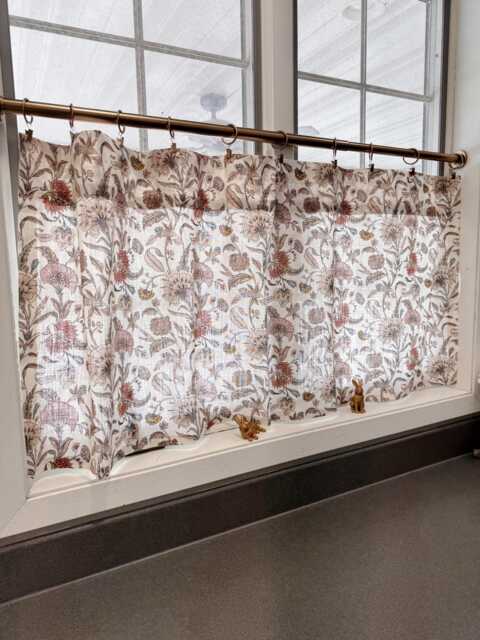 Lacefield Floral Neutral Vintage Style Printed Drapery Fabric , Block Print Floral Pattern Cafe Curtain, Kitchen Bathroom Curtain - image 1