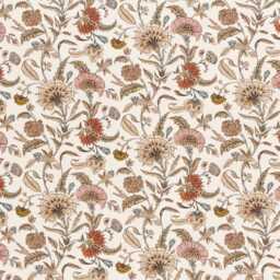 Lacefield Floral Neutral Vintage Style Printed Drapery Fabric , Block Print Floral Pattern Cafe Curtain, Kitchen Bathroom Curtain - thumbnail 3