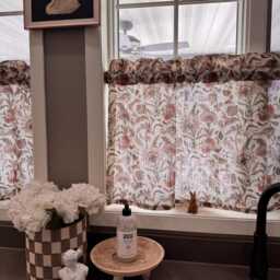 Lacefield Floral Neutral Vintage Style Printed Drapery Fabric , Block Print Floral Pattern Cafe Curtain, Kitchen Bathroom Curtain - thumbnail 4