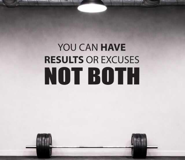 Home Gym Design, Vinyl Wall Decal Motivation. You Can Have Results Or Excuses Not Both, Chiropractor Physical Therapy Classroom Sign 152 - image 1