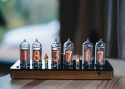 In-14 Nixie Clock in Slim Wooden Enclosure With A Plastic Top Cover - thumbnail 1