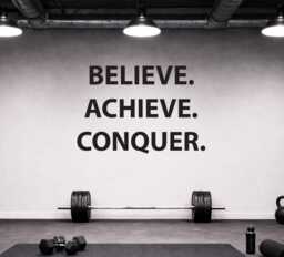 Inspirational Fitness Quote Wall Decal Vinyl Sticker, Believe. Achieve. Conquer. Chiropractor, Physical Therapy, High School Sports 259 - thumbnail 1