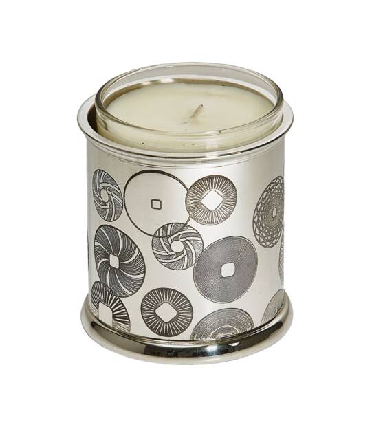 Millstones Pewter Candle Votive, Artisan Art Deco Tea Light Holder, 10Th Anniversary Tin Gift, Sheffield Uk, Housewarming Present - image 1