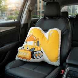 Personalized Name Letter Pillow, Initial Pillow With Name, Alphabet Excavator Boy, Toddler Room Decor, Nursery Throw, Birthday Gift - thumbnail 3