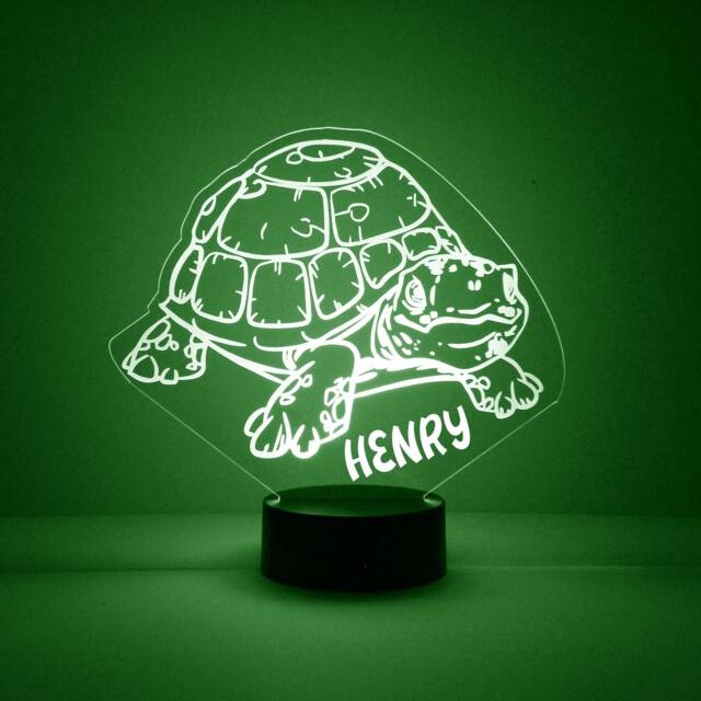 Light Up Turtle, Custom Engraved Night Light, Personalized Free, 16 Color Options With Remote Control, Turtle Desk Lamp - image 1