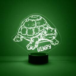 Light Up Turtle, Custom Engraved Night Light, Personalized Free, 16 Color Options With Remote Control, Turtle Desk Lamp - thumbnail 1