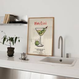 Martini Print, Cocktail Recipe, Retro Wall Art, Kitchen Prints, Decor, Aesthetic Room Gallery Wall, Home Inspo, Unframed - thumbnail 3