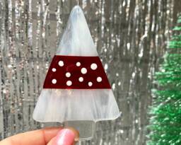 Fused Glass Christmas Tree Ornament, Handmade Holiday Decoration, Xmas Gift - thumbnail 1