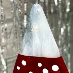 Fused Glass Christmas Tree Ornament, Handmade Holiday Decoration, Xmas Gift - thumbnail 3