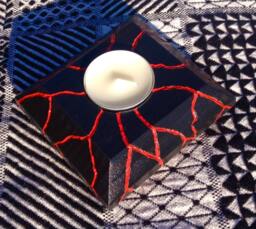 Lava Candle Holder - Tea Light Volcano Salvaged Wood Wooden Decor Nature Fire Burning Etch Unique