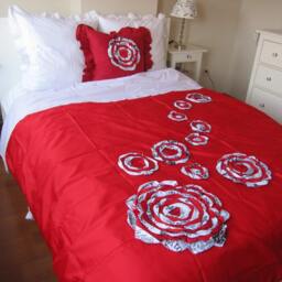 Handmade Flower Dahlia Applique Duvet Cover - Shabby Chic Bohemian Bedding - thumbnail 4